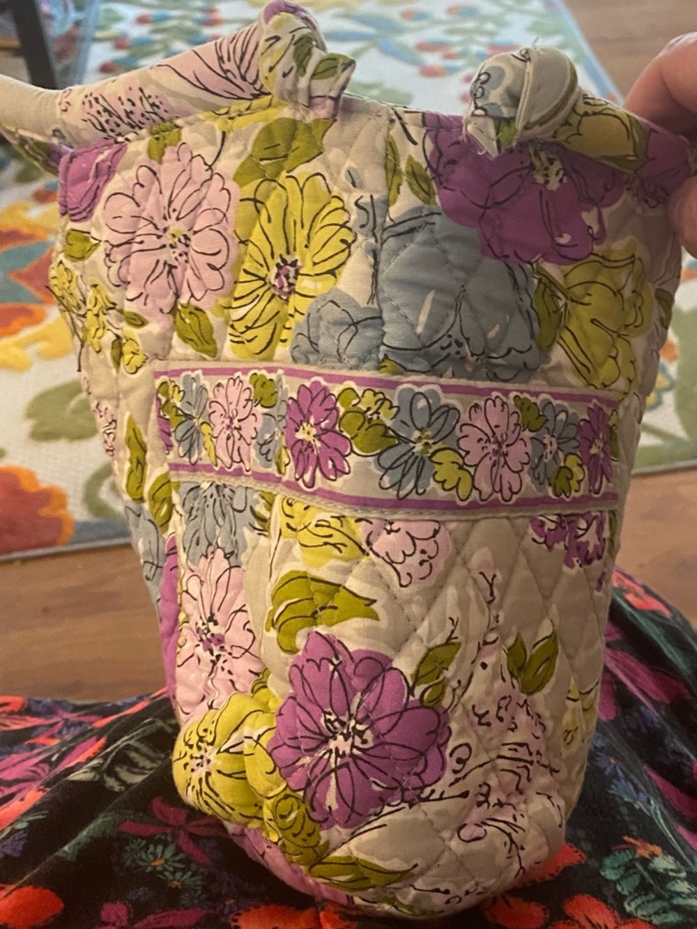 Vera Bradley Top Handle Floral Quilted Bag Blue/Grey/Pink - Picture 6 of 9